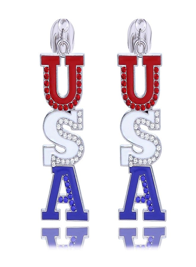 Xeyau 4th of July Earrings for Women Star Ear Clip No Piercing Earring Memorial Day Patriotic American Flag Earrings Red White and Blue Earring Independence Day Jewelry Accessorie Outfits (C-Colorful) - Image 1